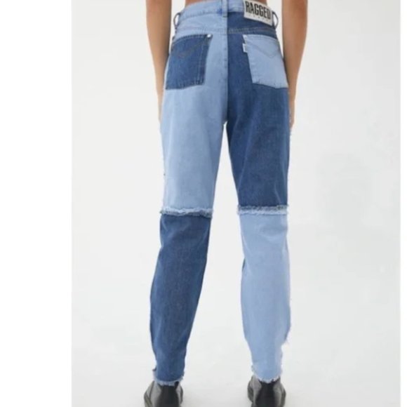 THE RAGGED PRIEST Mom Jeans in Patchwork Denim Women's 26 - Picture 2 of 10